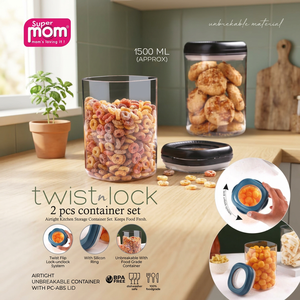 Juego de recipientes herméticos Anax Super Mom Twist 'n' Lock – Frascos de almacenamiento irrompibles de 1500 ml (juego de 2) - Product Image 3