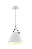 Lustres nordiques en métal de couleur macaron, 3 couleurs, luminaire suspendu triangulaire en forme de corne, avec ceinture en cuir LED