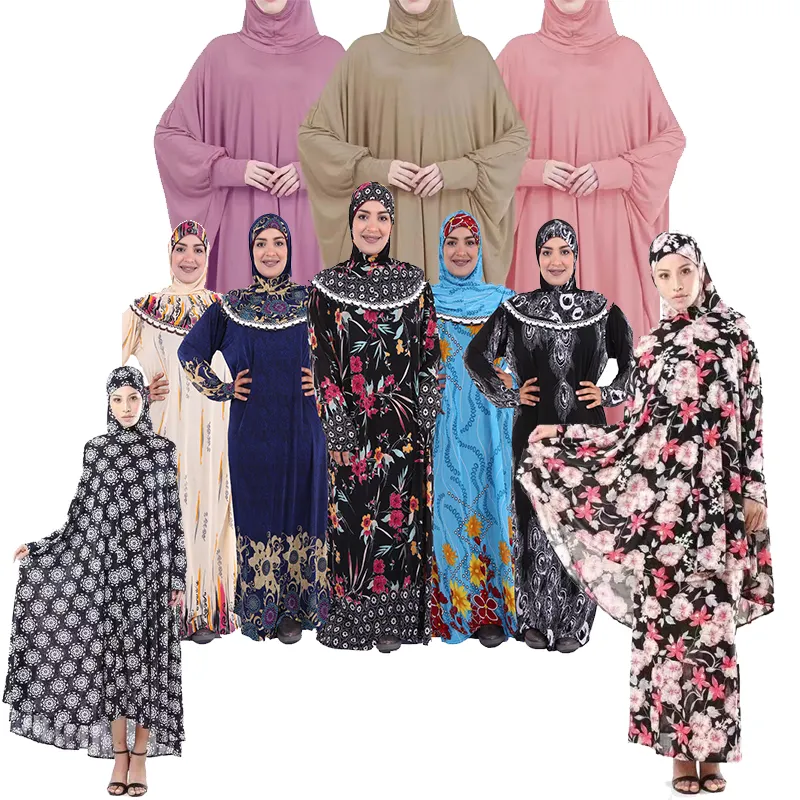 Africa Loriya abiti Abaya chiusi abito a maniche lunghe con collo a fiore unico per abito da abbigliamento Abaya saudita arabo islamico