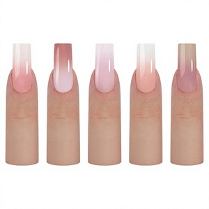 Lot de <span class=keywords><strong>faux</strong></span> <span class=keywords><strong>ongles</strong></span> en <span class=keywords><strong>gel</strong></span> souple 3-en-1 à presser, style French Ombre dégradé, sans couture, ultra-fins, réutilisables, en boîte - Product Image 1