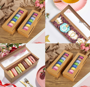 Tùy Chỉnh Nâu Macaron Hộp Với Lá Vàng Dập Nổi In Ấn Tái Chế Vật Liệu Cho Nhà DIY Baking Gói 6-10 <span class=keywords><strong>Macarons</strong></span> - Product Image 4