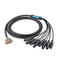 Câble audio multipaire 8 canaux DB25 vers 6,35 mm / 3 broches XLR mâle/femelle, câble serpent noir en PVC OFC, câble de microphone multicanal
