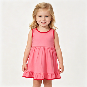 Vestido Azul a Cuadros para Niñas con Espalda Descubierta y Volantes, Ropa al por Mayor para Niños Pequeños, Ropa de Moda Nueva de Fábrica para Niños - Product Image 6