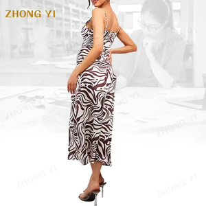 Clothing Manufacturers Custom Zebra Print Fashion Party Sexy Ladies Summer Backless <strong>Slip</strong> Sleeveless Women Casual <strong>Long</strong> Dresses - Product Image 4