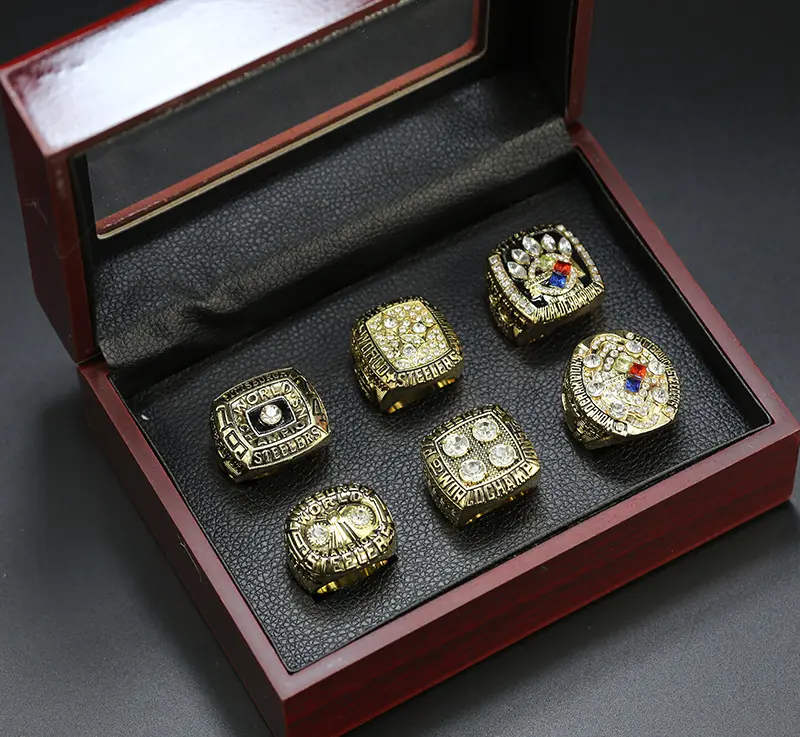 6 PCピッツバーグ6年ゴールドチャンピオンシップリングヨーロッパとアメリカの人気記念ノスタルジッククラシックリング