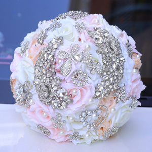 Bouquet de mariage de luxe romantique plein cristal <span class=keywords><strong>diamante</strong></span> vintage main artificielle bouquet fleur pour la décoration de fête de mariage - Product Image 3