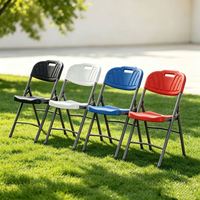 Chaise pliante robuste en plastique HDPE avec poignée de transport et structure métallique thermolaquée pour événements