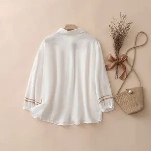 2024 Women's Clothes Wholesale Casual Dresses Shirts Shirt Collar Elegant Loose Top Art Casual Shirt Spot Goods