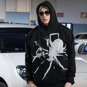 Sudadera con Capucha Unisex Personalizada con Estampado de Araña Negra, Algodón French Terry, Estilo Urbano, Gótico, Punk, Moda de Halloween - Product Image 2