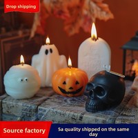 Bougie fantaisie en forme de crâne, citrouille ou fantôme pour Halloween, idéale pour les organisateurs d'événements, avec logo personnalisé, emballage parfumé, certifiée MSDS