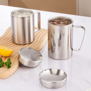 Stainless Steel Double Wall Insulated <b>Mug</b> With Lid 304 Coffee Cup For Children Outdoor <b>Camping</b> Gift - Product Image 2