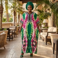 Großhandel OEM Symmetrischer Batik-Druck Übergröße Fließender Dubai Kaftan Afrikanisches Muslimisches Maxi-Kleid für Ramadan Festtage