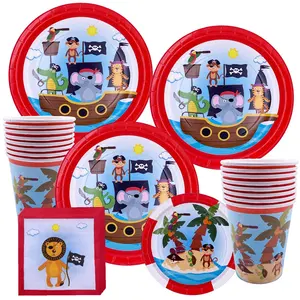 2021 new arrive zoo pirate themed birthday party supplies baby's birthday decorations Pirate Kids' Birthday Party Tableware