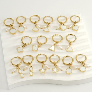 8 Estilos a Elegir, Pendientes de Aro con Colgante de Estrella y Perla, de Acero Inoxidable Chapado en Oro de 18K, Diseño de Moda para Mujer - Product Image 2