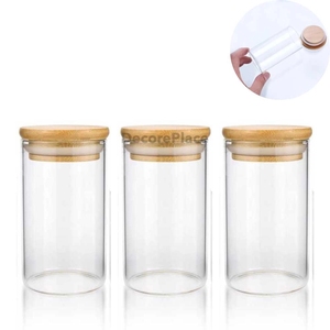 Kit 3 Contenitori in Vetro per Alimenti con Coperchio in Bambù 110ML - Product Image 1