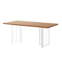 Mitte des Jahrhunderts moderner aufgehängter Acryl-Esstisch im Retro-Stil kleiner flacher rechteckiger Massivholz-Esstisch