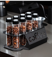 Boîte à grains de café transparente en acier inoxydable, ensemble de tubes de stockage portables pour grains de café, support de présentation pour la dégustation du café