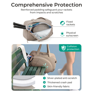 Extra-Large Matelassé Tennis Pickleball Sac Fourre-Tout Résistant à l'Eau Léger avec Compartiment à <span class=keywords><strong>Chaussures</strong></span> Contient 2-4 <span class=keywords><strong>Raquettes</strong></span> pour Hommes Femmes - Product Image 4