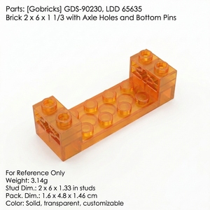 Bloques de Construcción Gobricks de Plástico ABS, Juego de Bloques de Construcción GDS-90230 2x6x1 1/3 con Orificios para Ejes y Pernos Inferiores - Product Image 2