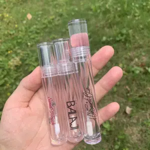 C-new Tabung Kemasan Botol Wadah Lip Gloss Tongkat Kristal Bening Persegi Bulat Kosong dengan Sikat Besar 2Ml 3Ml 4Ml 5Ml