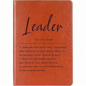Leader Definition Modern Leather <b>Journal</b> Notebook A5 Hardcover Premium Paper Cover Custom Printed Inspirational Leadership Gift - Product Image 1