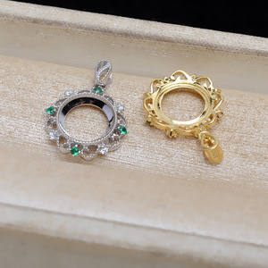 Colgante de Encaje Floral de Plata S925 Vintage con Perla de Imitación de 10.3mm, Bandeja Vacía Semiterminada para DIY JG5300 - Product Image 2