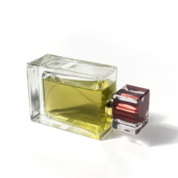 Flacon de parfum rectangulaire élégant personnalisé par le fabricant, transparent, pour emballage d'épices, flacon de parfum vide 100 ml
