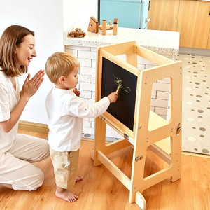 Toddler <b>Learning</b> <b>Tower</b> Converts Into Desk and Chair for Creative <b>Learning</b> Pine Wood Modern Foldable Kitchen Helper For Kids - Product Image 2
