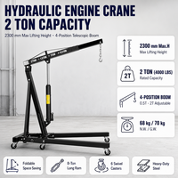 Grue d'atelier pliable de 2 tonnes, palan hydraulique robuste de 4400 lb, grue de levage de moteur portable pour réparation automobile certifiée CE