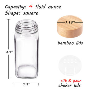 Pote de Tempero tarros de vidrio 24 tarros de especias condimento olla cocina botella de especias tarro de almacenamiento de vidrio de comida <span class=keywords><strong>con</strong></span> tapa de bambú conjunto - Product Image 4