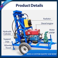 Foreuse mobile diesel sur remorque pour puits d'eau, machine de forage hydraulique facile à utiliser pour l'approvisionnement en eau des villages