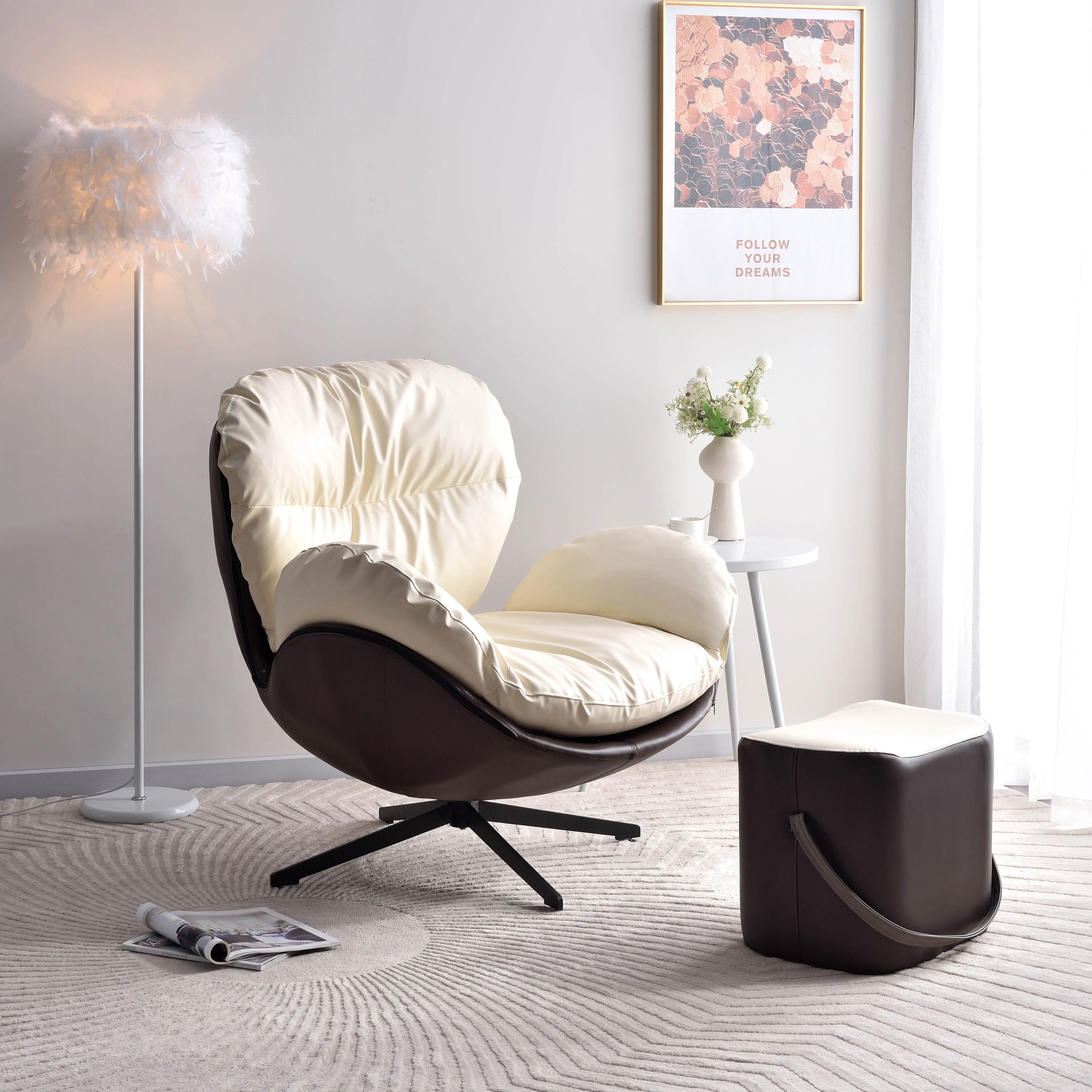 Nordic Design accento sedie di lusso in ferro pelle poltrona mobili per la casa soggiorno sedia girevole