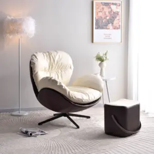 Cadeiras de acento de design nórdico Cadeira de luxo em ferro e couro para móveis domésticos Cadeira giratória para sala de estar