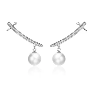 Popular de tremella clavado el elegante joker BSE299 con incrustaciones de perlas pendientes de plata Accesorios
