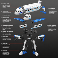 QS Figurine Robot Avion Transformable 2-en-1 Jouet de Déformation Flexible avec Carte à Gratter pour Enfants 6+