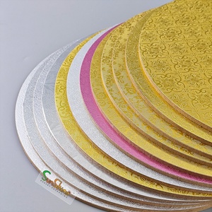 SunShine Custom Food Grade Paper Round Golden Pattern Paper MDF Cake Board - Product Image 1