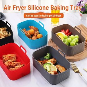 2 unidades de accesorios de silicona reutilizables sin BPA de grado alimenticio para freidora de aire, insertos rectangulares para bandeja de horno y cesta de cocción - Product Image 2