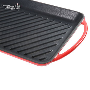 Plaque de cuisson rectangulaire mini en <span class=keywords><strong>fonte</strong></span> émaillée pour cuisinière à induction, 4 mm d'épaisseur, à double anse - Product Image 5