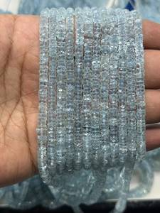 Cuentas de Aguamarina Natural en Forma de Disco Heishi, Cuentas Espaciadoras Lisas y Pulimentadas para la Fabricación de Joyas - Product Image 5