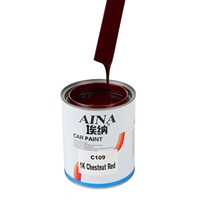 Peinture automobile acrylique AINA C109 1K bicomposante rouge châtain haute qualité pour finition de voiture, haute saturation