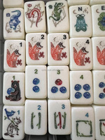 Juego de Fichas de Mahjong Americanas de Acrílico Pintadas a Mano y Grabadas con Diseño de Lujo: Zorro, Oso, Hongo, Flora y Fauna, 160 Piezas, Ecológico, Envío Inmediato
