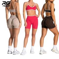 Ensemble de yoga 2 pièces pour femme : soutien-gorge ajustable imprimé léopard et short taille haute sans couture effet push-up, vente en gros