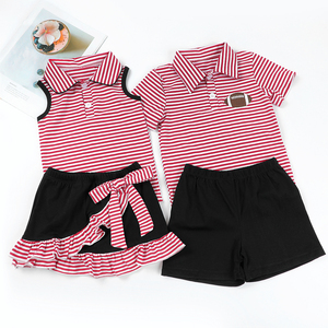 Ingrosso colore personalizzato per bambini scuola allegria Skort Set gonna atletica rossa e nera per bambini Teen girl Cheerleading uniforme abiti - Product Image 4