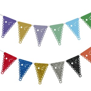 Guirnalda Triangular Multicolor con Borde de Encaje, Decoración Boho para Bodas y Fiestas en el Jardín - Product Image 6