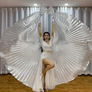 Costume de scène de danse du ventre pour adultes, ailes argentées en polyester, style oriental égyptien <span class=keywords><strong>indien</strong></span> arabe - Product Image 1