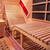 Sauna infrarouge lointain multifonctionnel Red Line à faible EMF pour 2 personnes, avec deux chaises longues confortables pour l'intérieur