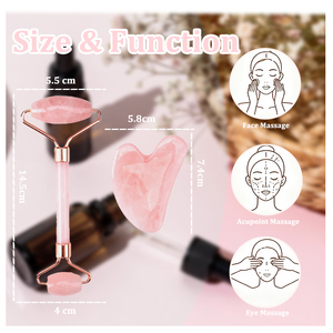 Set Regalo per la Cura del Corpo con Nuovo Design all'Ingrosso: Rullo di Giada Guasha <span class=keywords><strong>e</strong></span> Pietra Gua Sha in Quarzo Rosa per <span class=keywords><strong>Salute</strong></span> <span class=keywords><strong>e</strong></span> Bellezza - Product Image 3