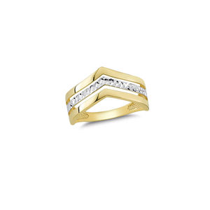 Anillos de Oro Sólido de 14K, Anillo de Bodas, Anillo de Oro para Mujer, Anillos de Pareja, Joyería de Fantasía, Corte de Diamante, Dos Tonos, Joyería de Oro de 2 Gramos - Product Image 1