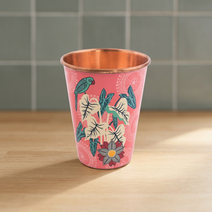 Floral Pattern Metal copper Pink Bohemian Design <b>Reusable</b> Party <b>Cup</b> for Adults - Product Image 3