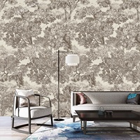 Papier peint mural rétro imperméable à l'eau, feuilles brunes, arbres, papier peint mural pour la décoration murale de la maison